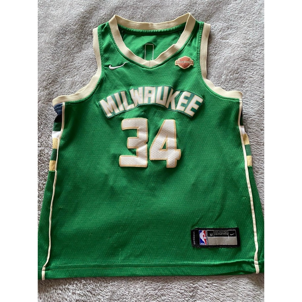 NBA Milwaukee 34 Jersey Antetokounmpo Boys Medium Harley-Davidson Patch s2